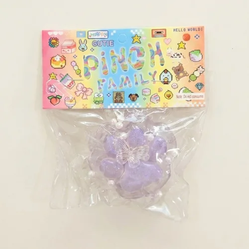 말랑뽀짝 감성 고양이 발바닥 말랑이 장난감 모찌 스퀴시 피젯토이 6종, 1개, 100g, 연퍼플 글리터