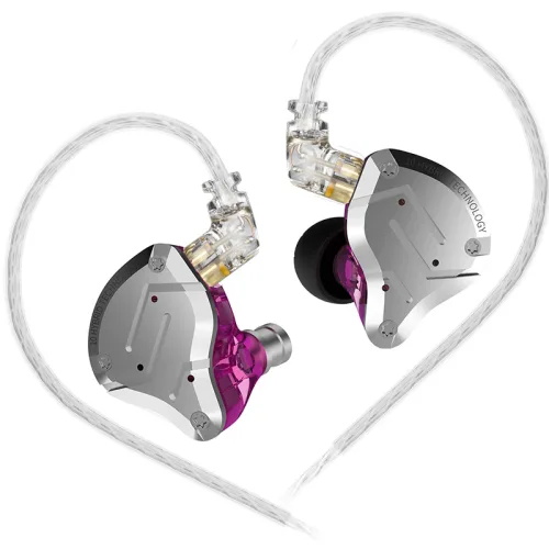 Keephifi KZ ZS10 PRO 10대 하이브리드 기술 유선 인이어 이어폰 IEM, 보라색