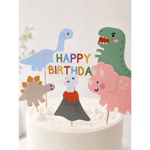 공룡 생일 토퍼 세트 다이너소어 공룡픽 케이크 티라노 데코픽 공룡생일파티, 1세트, 혼합색상