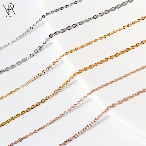 VARAM 써지컬스틸 1mm 2mm 반짝 심플 체인 목걸이