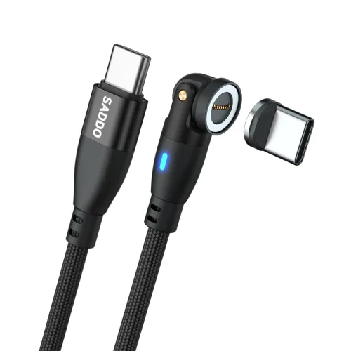 사또 PD 100W 540도 회전형 마그네틱 케이블 + C타입 커넥터 세트, 1세트, 블랙, 2m