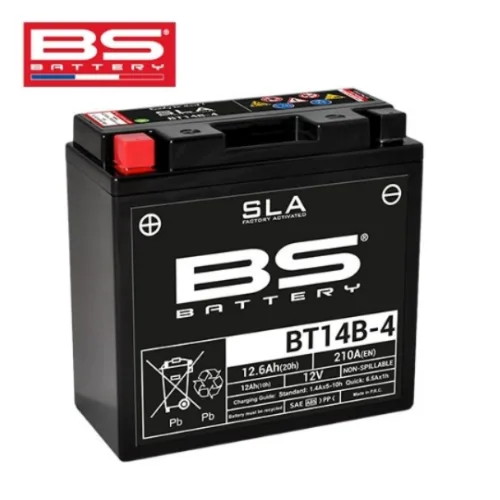 BS배터리 BT14B-4 12.6Ah (유아사 YT14B-4) 드래그스타1100, XJR1300, MT01, 로드스타 워리어1600/ 1700 등, 1개, BT14B-4