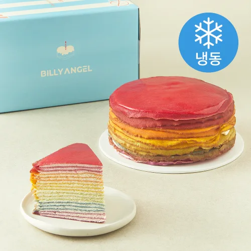 [로켓프레시] 빌리엔젤 레인보우 크레이프 케이크S (냉동), 700g, 1개