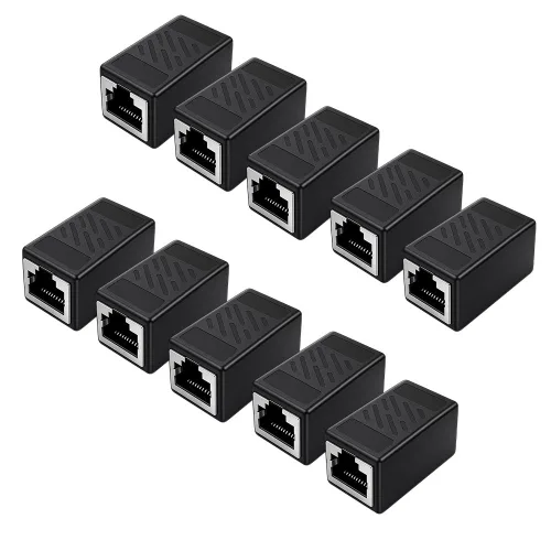 RJ45 랜선 커플러 CAT6 FTP 랜선 연장 커넥터 1Gbps LAN 케이블 암암 젠더, 10개, 블랙