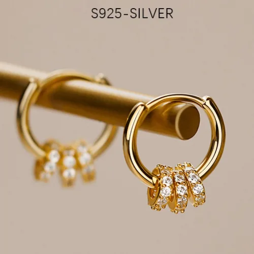 JONNEIC 조네익 S925순은 14k 도금 스몰 링 큐빅 원터치 귀걸이