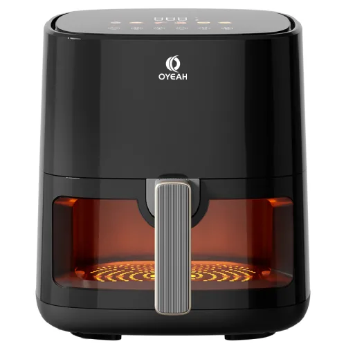 OYEAH 저소음 에어프라이어 5.0L 시각화 대용량, 블랙, 블랙