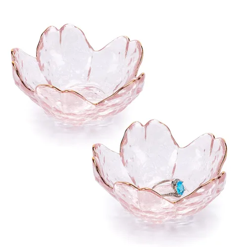 핑크 벚꽃 유리 컨디먼트 디쉬 작은 접시 8.3x8.5x4cm, 핑크