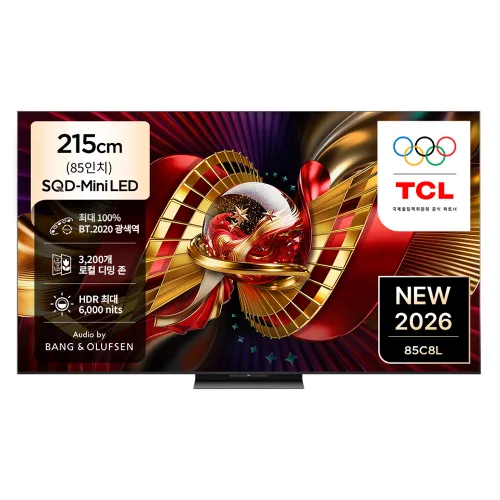 TCL 4K UHD Mini LED 프리미엄 SQD Google TV, 85C8L, 방문설치, 스탠드형, 215cm(85인치)