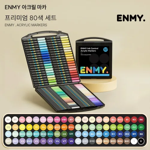 ENMY 아크릴 페인트 마커 펜 소프트 헤드 직접 액체 낙서 그림 퀵드라이 낙서 및 페인팅 용 취미용 미술용 빠른 건조, 1세트, 80개