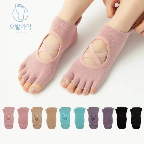 [오발가락] 여성용 발등 리본 필라테스 요가 양말 3켤레 세트