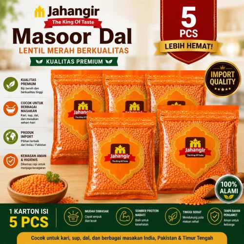 Jahangir Red Split Lentils Masoor Dal 렌틸콩 마수달 마수르달, 800g, 5개