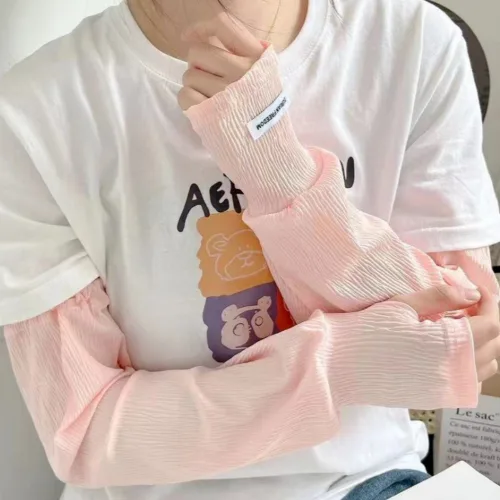 포티 쿨토시 UV자외선차단 냉감 에어실크 손등보호 골프 등산 운전 러닝 야외활동 팔토시 3개 구성, 화이트+핑크+스카이블루, 3세트