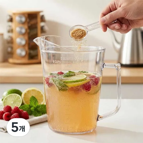 PC 플라스틱 비커 계량컵, 투명, 5개, 4L