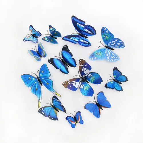 1/2/3set 입체 나비 포인트 벽지 3d 인테리어 학원 데코 스티커 벽장식, 블루12p, 3세트