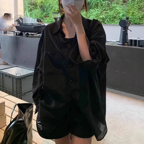 [더문풀문][간절기필수]데일리 캐쥬얼 휘뚤마뚤 마실룩 데이트룩 8color / 여리루즈핏거즈나시+셔츠setCT