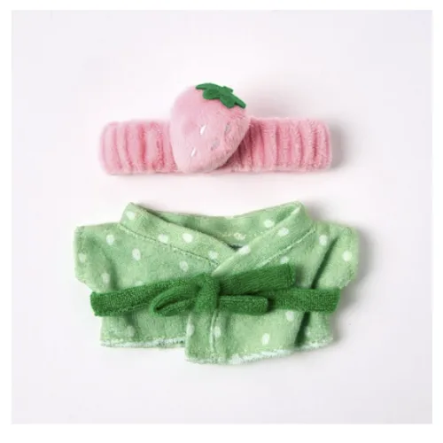 버터 인형옷 딸기 세안 밴드 + 샤워 로브 세트 8.5cm