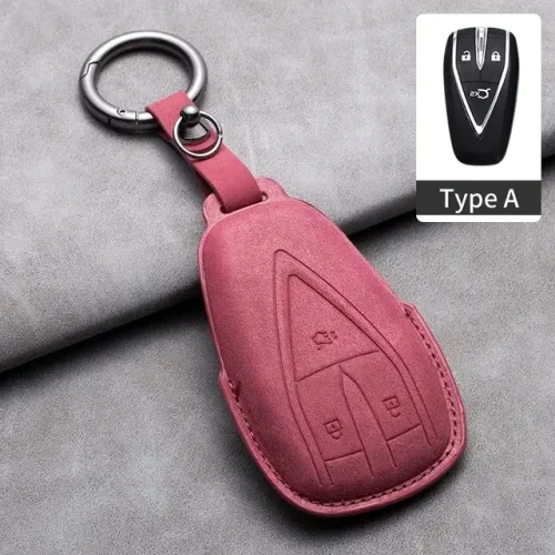Changan Deepal S7 SL03 가죽 자동차 키 쉘 Fob 홀더 보호기 체인 4 버튼 용 원격 케이스