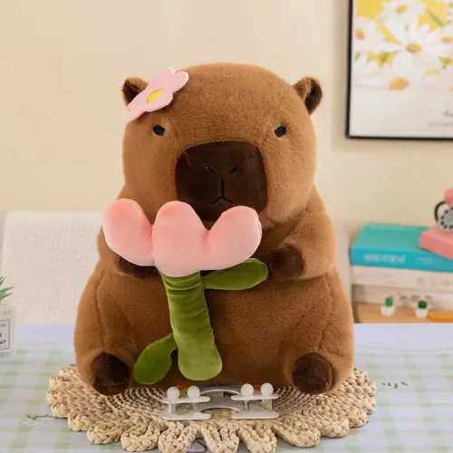 카피바라 봉제인형, 40cm, 튤립, 1개