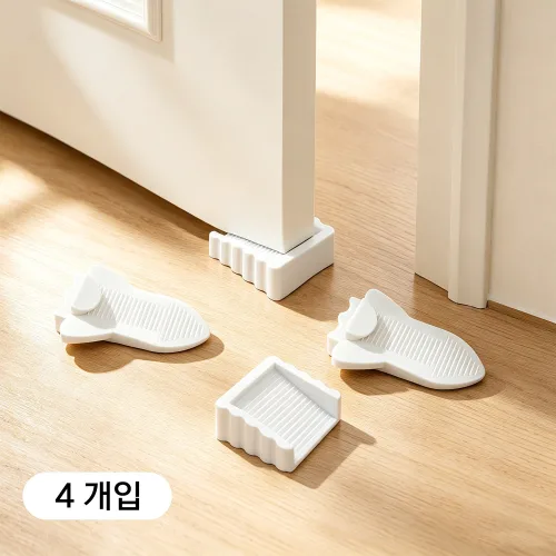 원터치 도어스토퍼 1 세트 (물고기형 2개 + 사각형 2개) 문닫힘방지 고정 도어스토퍼