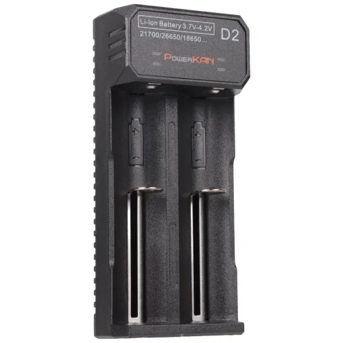 POWERKAN 파워칸 배터리 충전기 리튬이온 3.7V D2 건전지 밧데리 충전 18650 26650 과충전방지, 1개