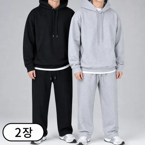 1+1 남자 무지 긴팔 오버핏 후드티 (6704-2)