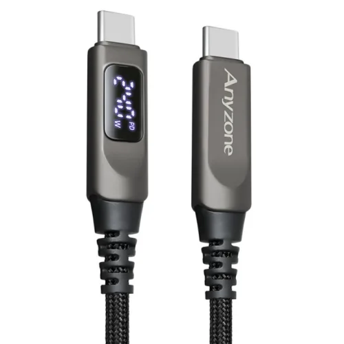 애니존 240W 전력표시 LCD 디스플레이 PD3.1 PPS C타입-C타입 초고속충전 케이블, 블랙, 1개, 2m