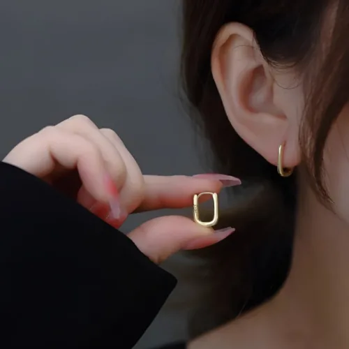 아뜨라 18K도금 알러지방지 925 타원형 링크 원터치 링 귀걸이 데일리