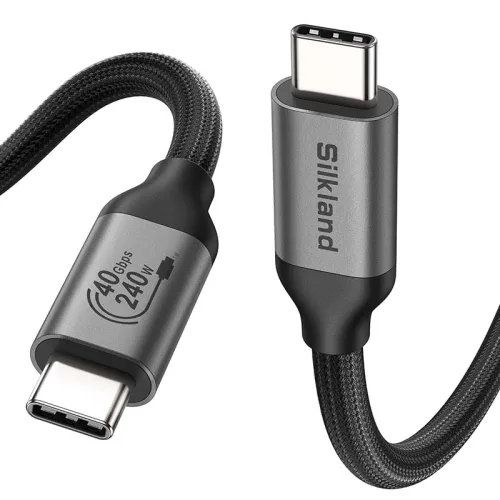 실크랜드 USB4.0 케이블 C타입-C타입 USB-if 인증 썬더볼트3/4 호환 240W 40Gbps 고속충전 데이터 케이블, 1개, 블랙, 3m