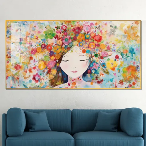 추상화 액자 꽃의 여인 인물 북유럽 감성 그림 인테리어, 14_14_꽃머리 여인 B_(알록달록)