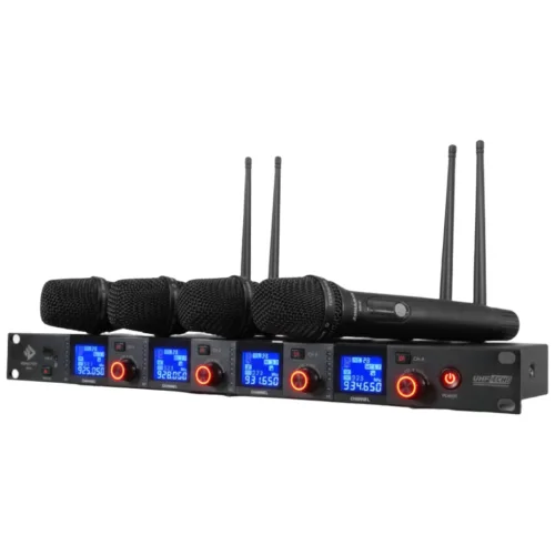 AVMASTER 4채널 무선마이크 시스템 고성능, 공연용 추천,전문가용, 교회찬양팀 ,버스킹, SMC-9004, 검정