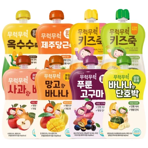무럭무럭 키즈죽,과일퓨레 모두모아 8팩, 8종, 100g, 8개