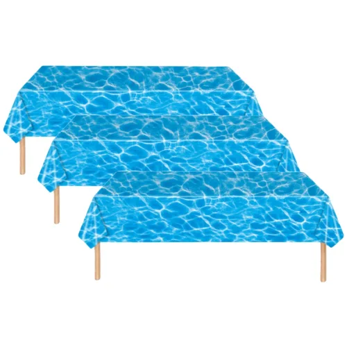 물결 테이블보 방수 파티 식탁보 6인용 275 x 140 cm 여름 바다 환경 구성 이벤트 파티용품, 1개