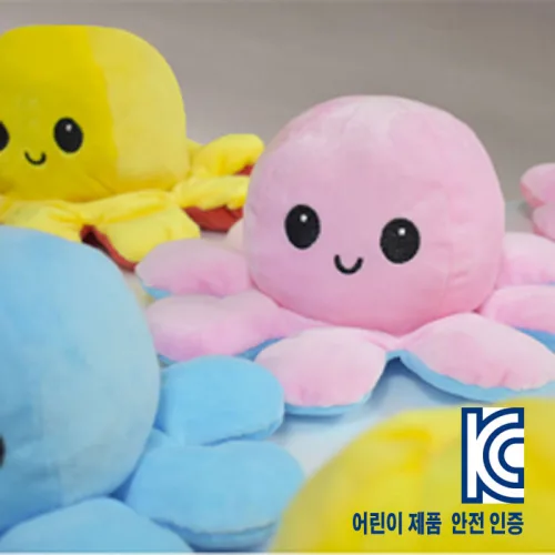 앵그리 해피 이모션 리버시블 문어인형 9종, 연핑크+연블루, 10cm, 1개