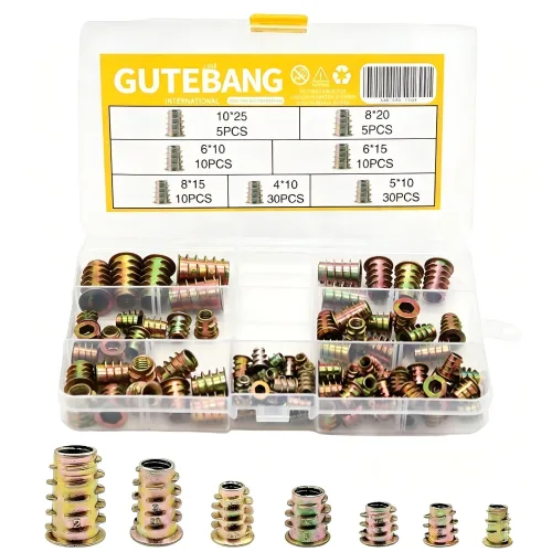 100Pcs 아연 합금 육각 스레드 인서트 너트, M4 M5 M6 M8 M10 육각 구동 나사, 목재 가구 패스너 인서트, 100개