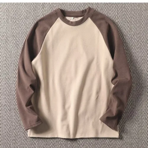 6color 가을 겨울 남성 오버핏 빅사이즈 기모 안감 긴팔 티셔츠 데일리 베이직 라운드넥 캐주얼 보온 부드러운 터치 컬러 조합 티셔츠