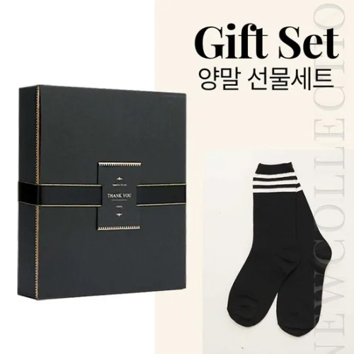 [선물포장] 메리 럭셔리 골드라벨 4족 양말 선물세트 / 삼선 라인 장목_여성