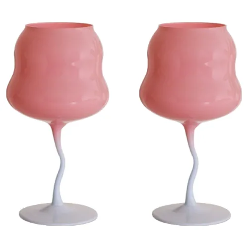 앞날창창 유럽풍 감성 포인트 파스텔 와인잔 핑크퍼플, 2개, 500ml
