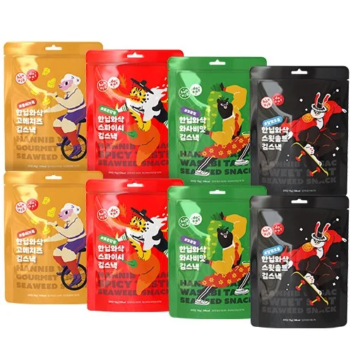 한닙두잇 한닙와삭 김스낵/김과자 4종 [스윗솔트/와사비맛,스파이시/고메치즈], 70g, 2세트