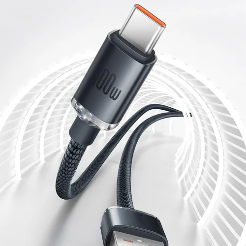 BASEUS 베이스어스 정품 최고급라인 크리스탈 샤인 시리즈 C-type 100W 초고속 충전 케이블, 1개, 1.2m, 블랙