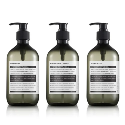 ALLUY 욕실 디스펜서 공병 500ml 3종 세트, 녹색병 3종세트, 1세트