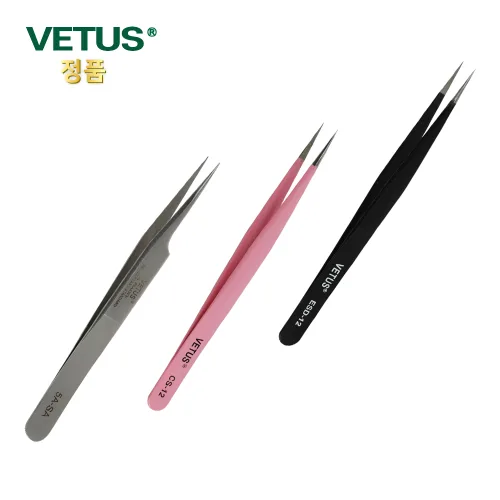VETUS 비투스 핀셋 속눈썹 연장 네일아트 다용도 족집게 14종 시리즈, 1개, 핑크 CS-5A