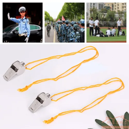 마루오피스_ [2개묶음] 스포츠 운동회 심판 교통정리 호신용 먼 곳까지 전달되는 반영구적 메탈 호루라기 호각 호루라기목걸이