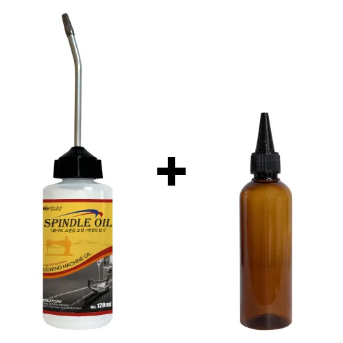 미싱 오일 120ml + 100ml 갈색 뾰족 용기 (스핀들 재봉틀 오일 윤활유), 1세트, 혼합 색상
