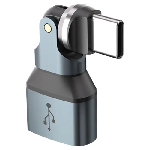베이직기어 540도 회전 USB A to C타입 꺾임 변환 OTG 젠더, 실버 그레이, 1개, 32mm