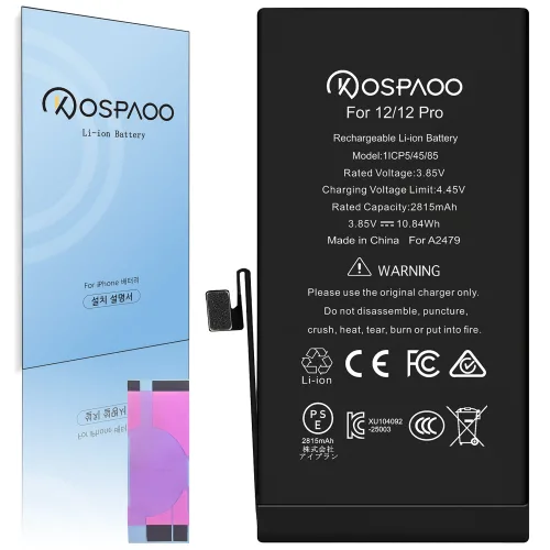 For iPhone 12/12 Pro 배터리 표준용량2815mAh A2479배터리 교체 동영상 한국어 설명서 KC인증 Li-ion Battery (No Tool), 1개, iPhone 12/12 Pro 배터리，분해 도구 없음