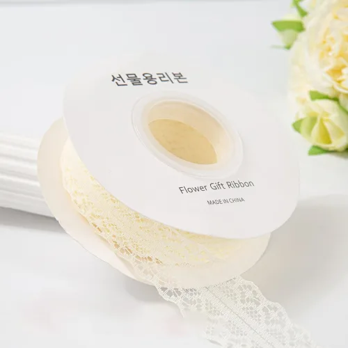 올리브파티 레이스 리본 3cm 25야드 22M 청첩장 꽃다발 선물포장 리본끈, 2개, 220cm, 아이보리