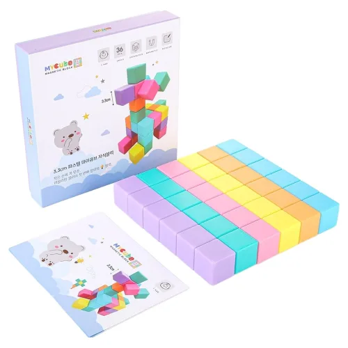 마이토이즈 영유아용 마이큐브 빅사이즈 자석블럭 36p, 파스텔 컬러, 1개