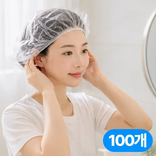 디엘로우 두툼한 다용도 일회용 헤어캡 위생모자, 100개, 소프트투명