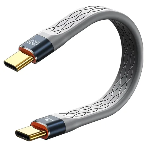 라이노핏 USB4 40Gbps 데이터 전송 240W 초고속충전 미니 케이블, 1개, 그레이, 132.7mm