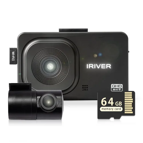 아이리버 2채널 QHD+FHD 초고화질 블랙박스 QF2 WiFi 스마트폰 연동지원, 64GB, WiFi 동글이 + GPS 안테나 + 무료출장장착권